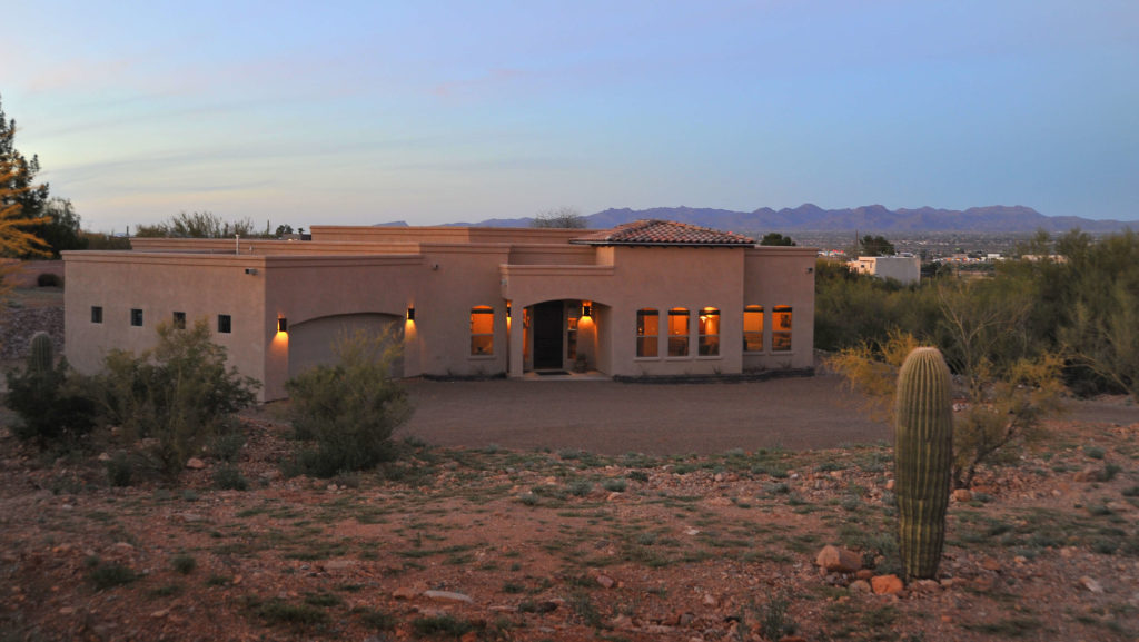remodeled Tucson home with new exterior lighting installations