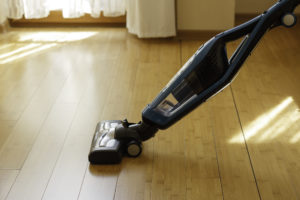 Vacuuming a bamboo floor